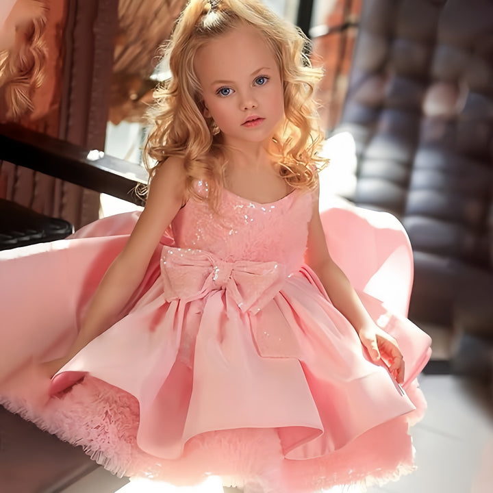 Sunnypetal Sequins Ruffles Tiered Bowknot Flower Girl Gowns Pageant Dresses