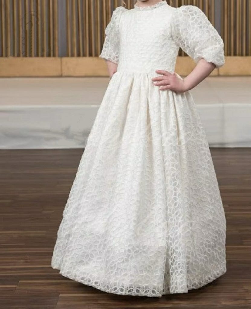 Sunnypetal Little Daisy Lace Flower Girl Dress Puffy Balloon Sleeve Hi –  sunnypetal