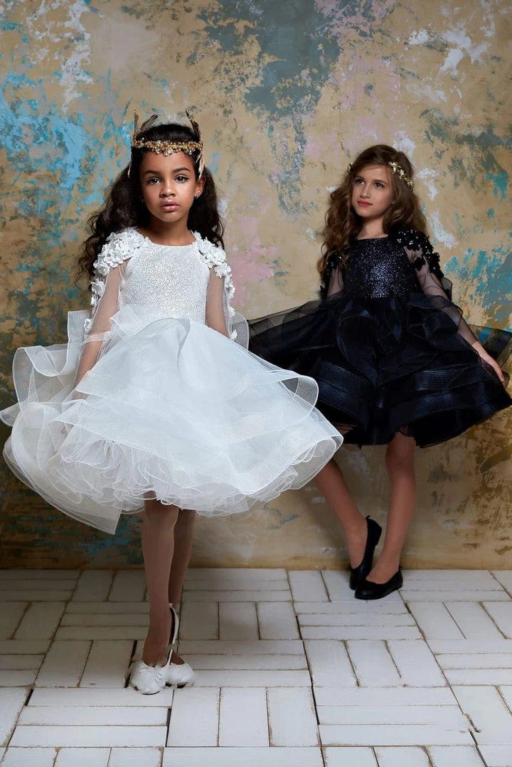 3m / Black Sunnypetal Tutu Mini Flower Girl Dresses Whimsical Floral Delight for Special Occasions