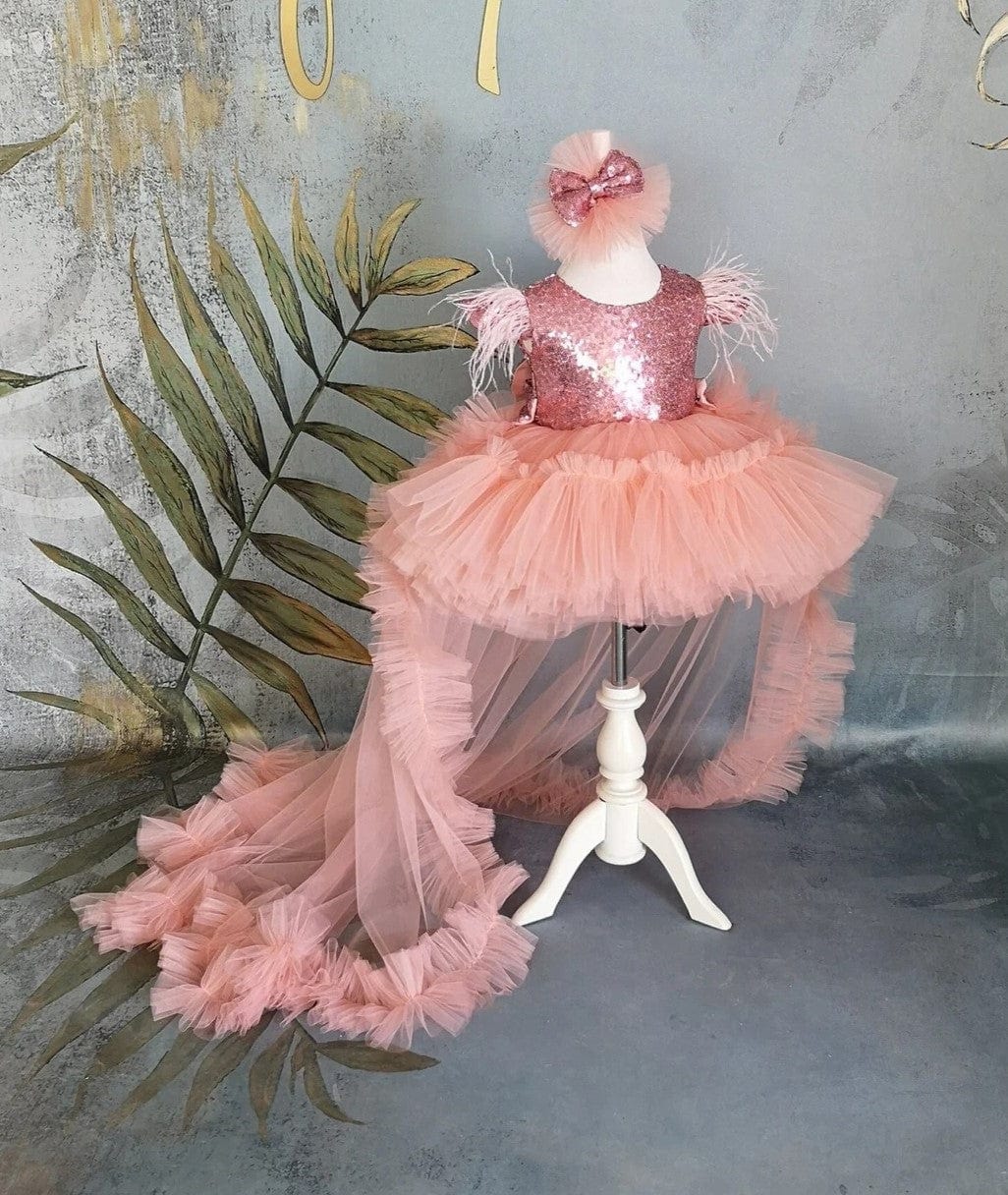 3m / Coral Sunnypetal Coral Tulle Dress for Baby Girls and Toddlers for Special Occasion