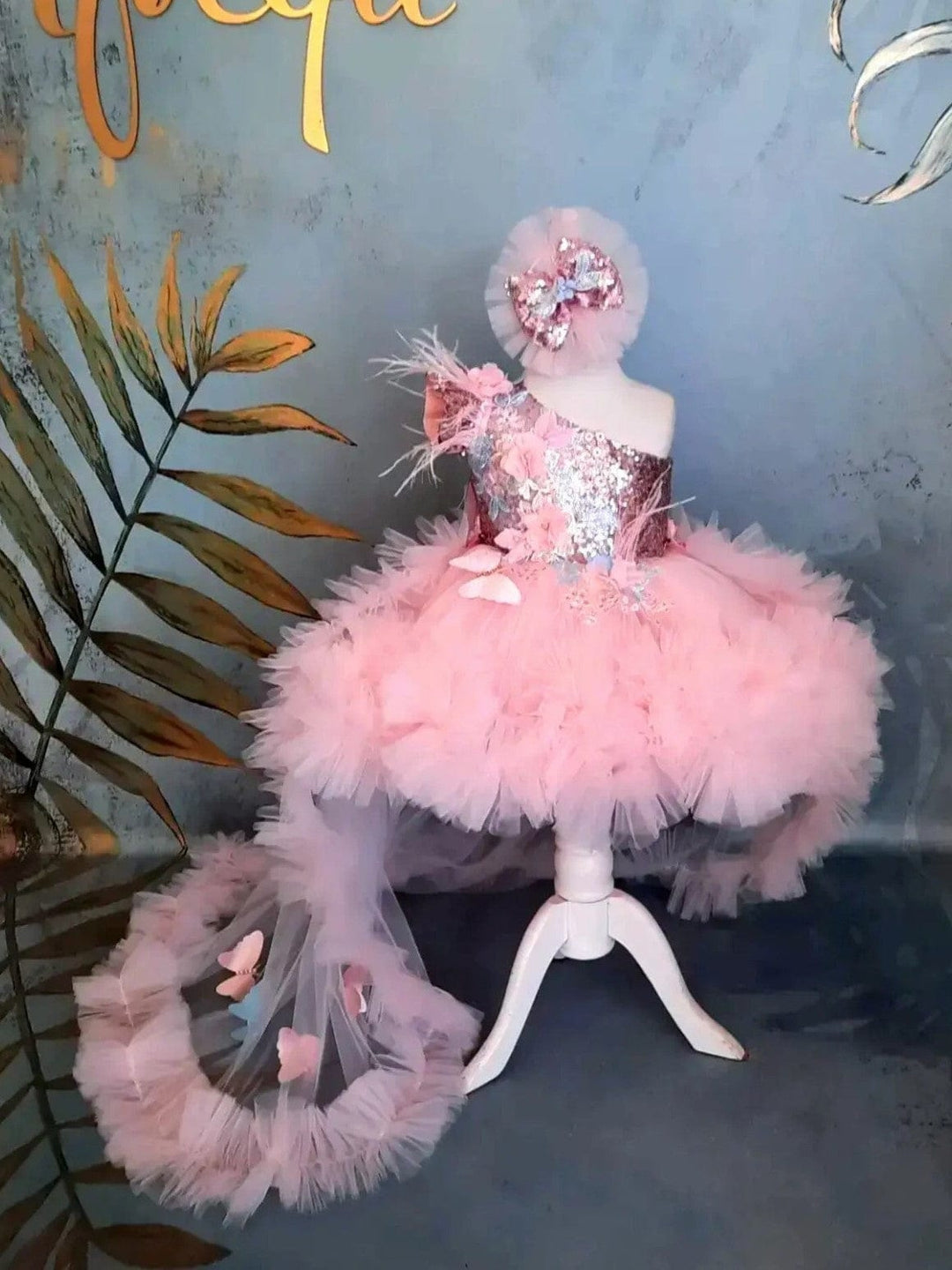 3m / Light Pink Sunnnypetal Light Pink Toddler Flower Embroidered Puffy Tulle Flower Girl Dress