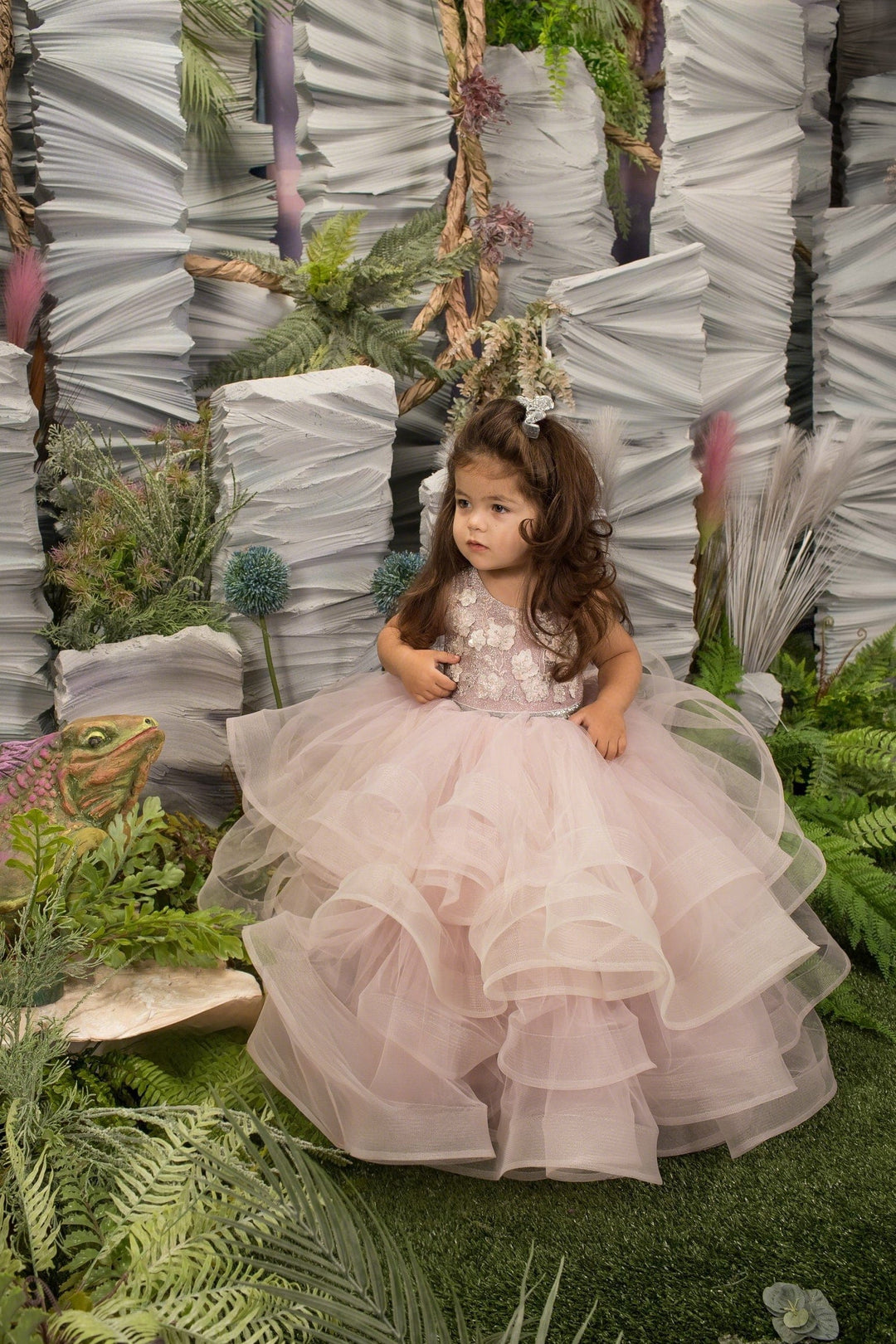 3m / Picture Color Sunnypetal Adorable Ruffled Tulle Princess Gown Flower Girl Dress