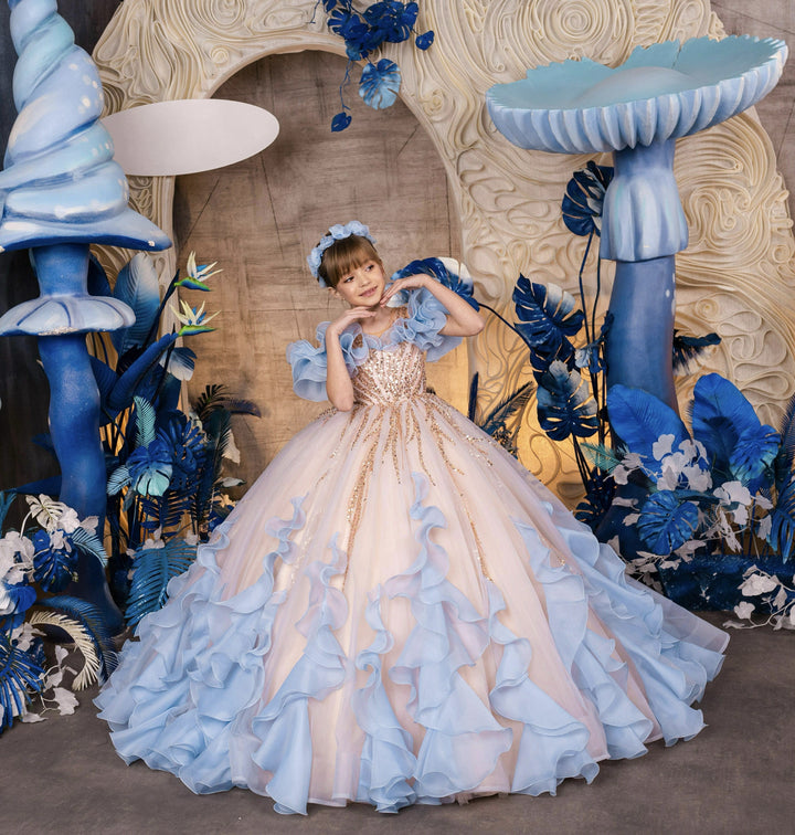 3m / Picture Color Sunnypetal Dreamy Ruffle Ball Gown for Little Princesses