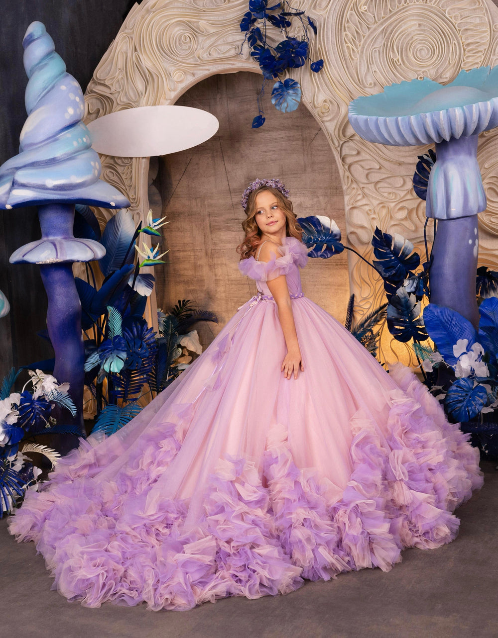 3m / Picture Color Sunnypetal Dreamy Ruffles Puffy Tulle Dress Off-Shoulder Pageant Princess Flower Girl Dresses