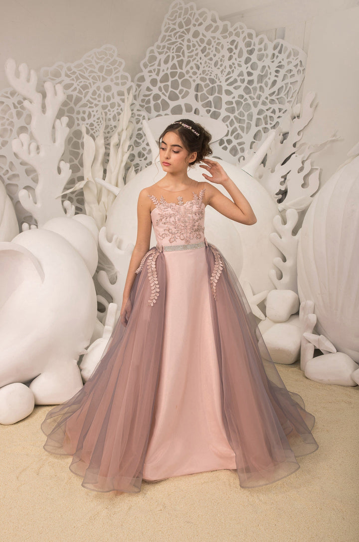 3m / Picture Color Sunnypetal Enchanting Floral Embroidery Tulle Flower Girl Dress with Beading and Sequins