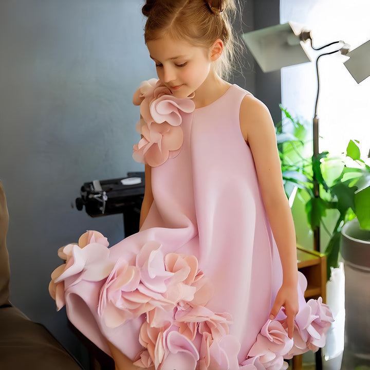 3m / Pink Sunnypetal Elegant Floral Flower Girl Dress for Wedding Birthday Holiday Party