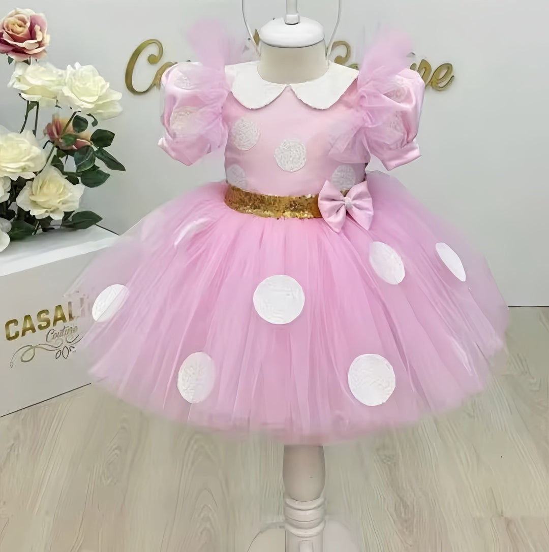 3m / Pink Sunnypetal Lovely Baby Girl Red Birthday Dresses Knee Length Tulle Sequins Bow Tutu Ball Gown