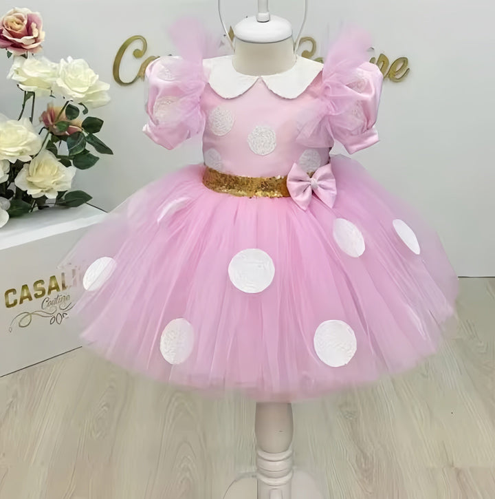 3m / Pink Sunnypetal Lovely Baby Girl Red Birthday Dresses Knee Length Tulle Sequins Bow Tutu Ball Gown