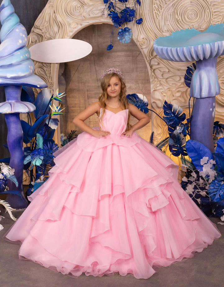 3m / Pink Sunnypetal Sweet Pink Sleeveless Puffy Ruffled Tulle Flower Girl Dresses