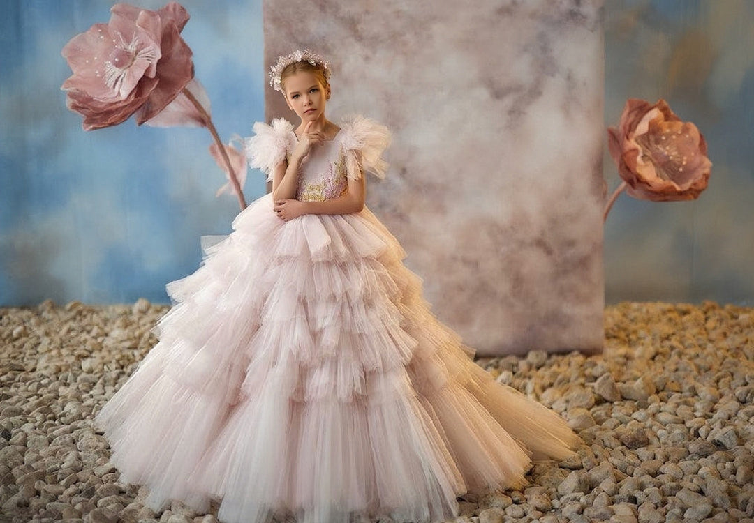 3m / Pink Sunnypetal Whimsical Blossom Ball Gown for Little Princess