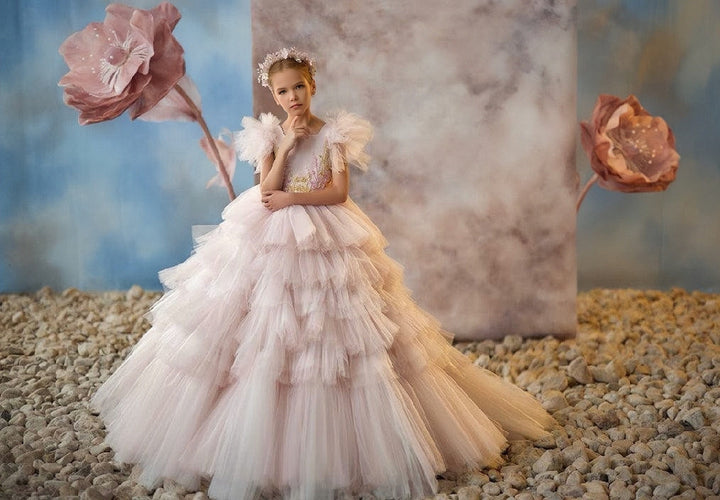 3m / Pink Sunnypetal Whimsical Blossom Ball Gown for Little Princess