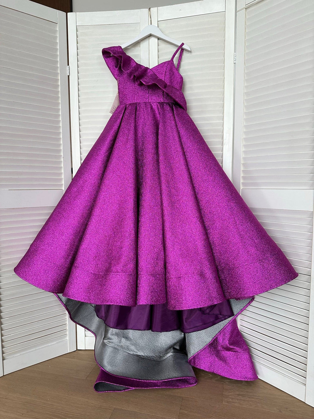 3m / Purple Sunnypetal Luxurious Satin Flower Girl Dresses Formal Dinners Prom Pageant Ball Gown