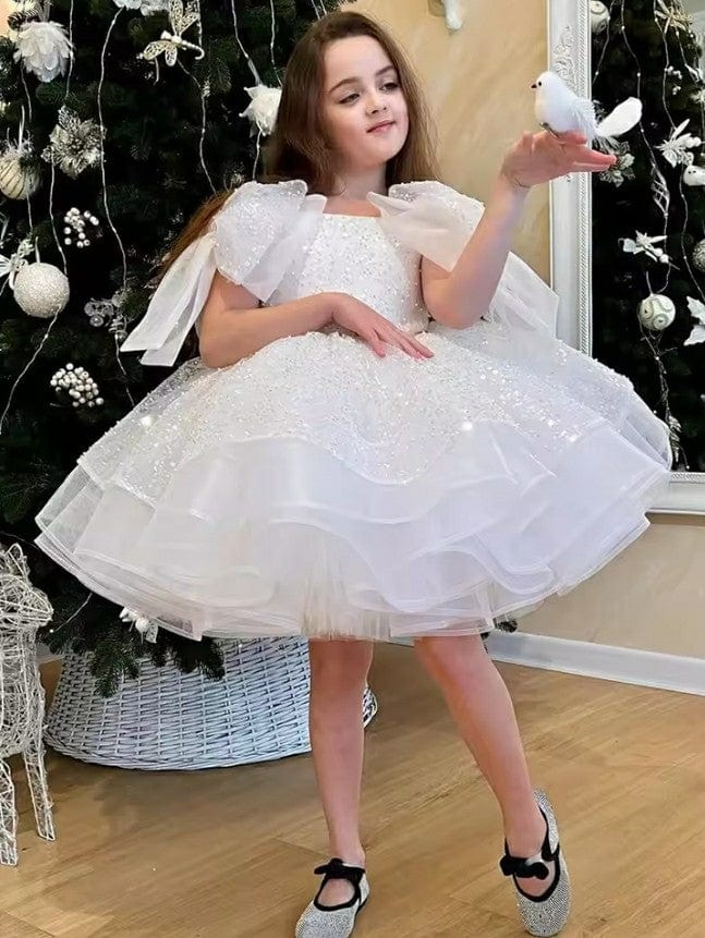 Sunnypetal Tulle Flower Girl Dresses Knee Length Glitter Sequins Toddl sunnypetal Sunnypetal Tulle Flower Girl Dresses Knee Length Glitter Sequins Toddl sunnypetal