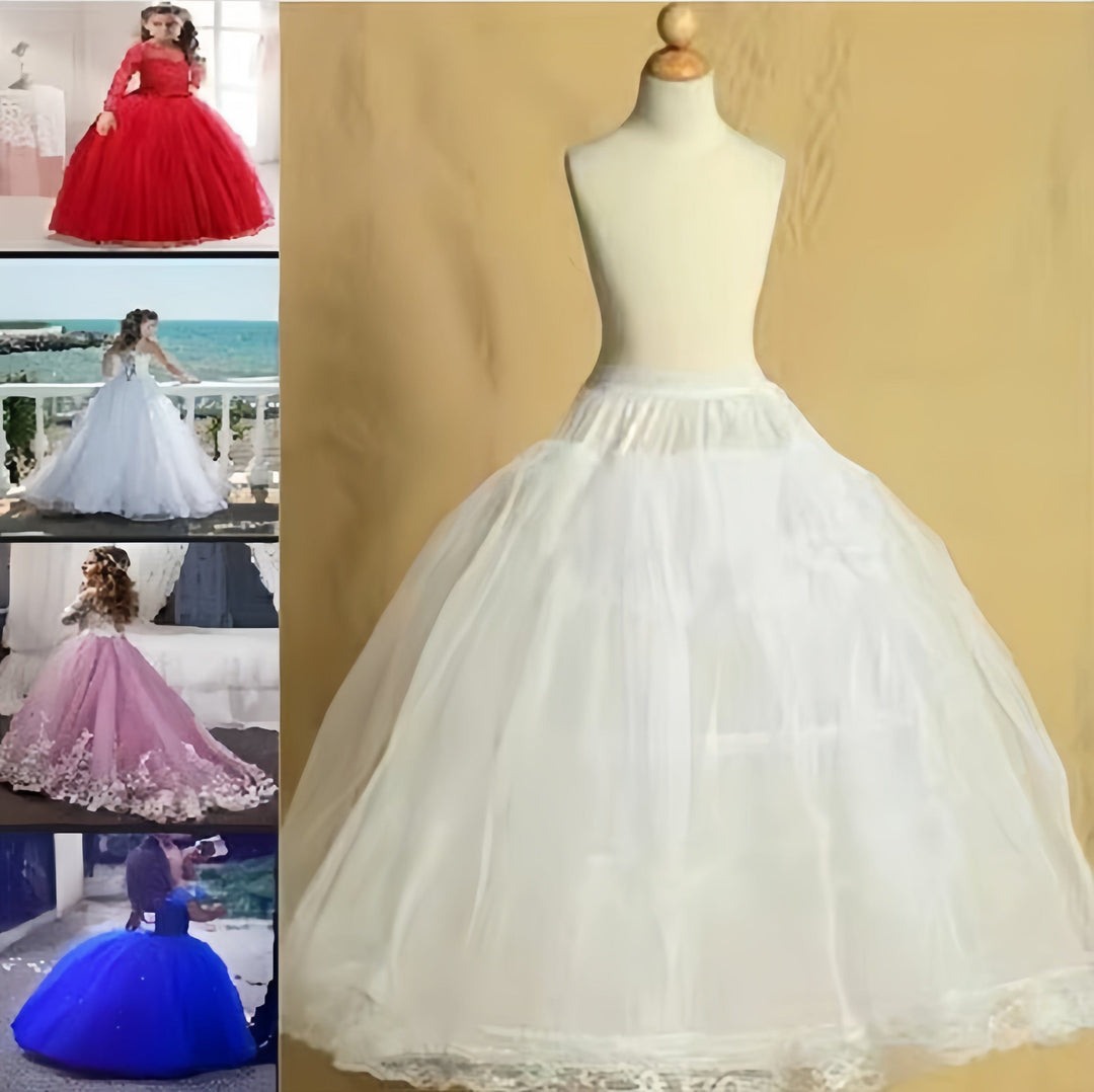 55cm Sunnypetal Kids Petticoats For Flower Girls Dresses Little Crinoline 3 Hoop Skirt