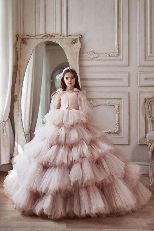 Sunnypetal Puffy Ruffled Tulle Flower Girl Dress Pageant Ball-Gown Wit –  sunnypetal