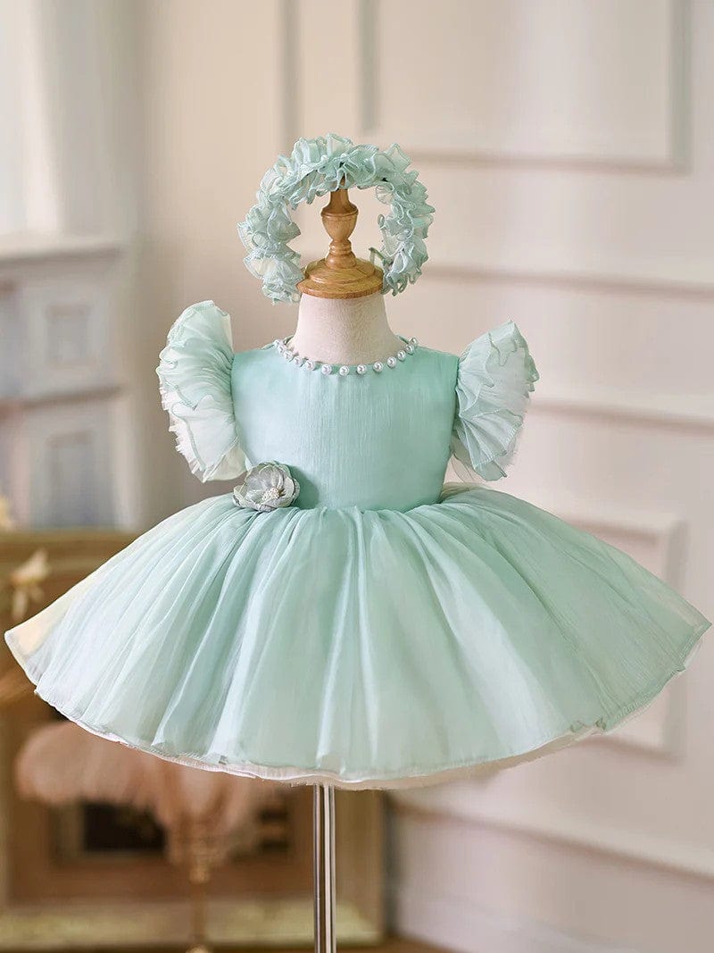 6m / Mint Green Sunnypetal Adorable Puff Sleeves Knee-Length Baby Toddler Girl Dresses