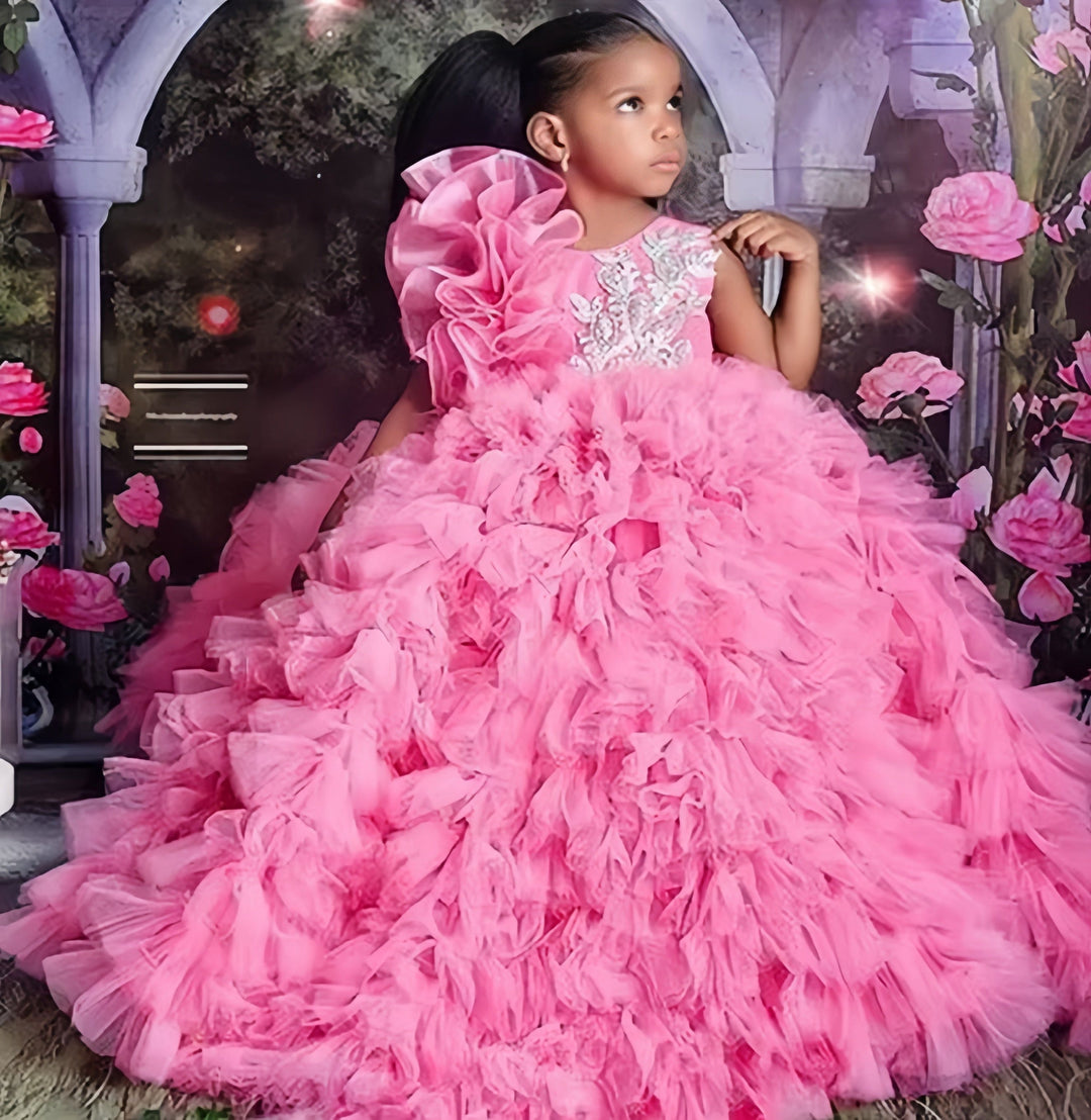 6m / Pink Sunnypetal Luxury Pageant Flower Girl Dress Long Princess Wedding Birthday Party Ball Gown