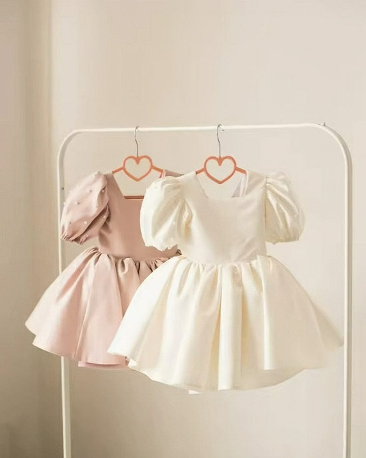 9m / Ivory Sunnypetal Lovely Toddler Flower Girl Dress Pearls Satin First Holy Communion Dress