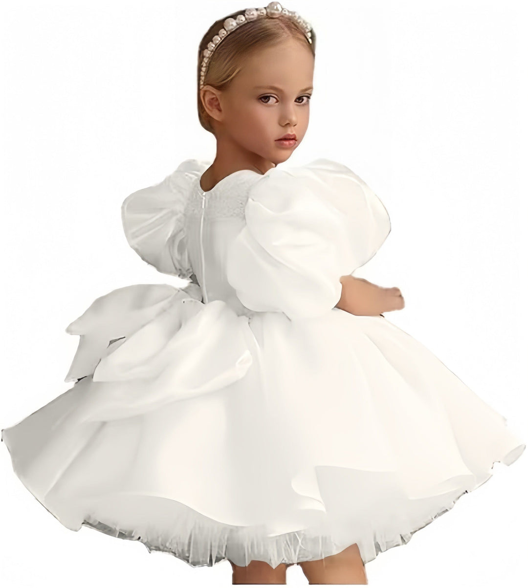 9m / Ivory Sunnypetal Puffy Tulle Layers Birthday Party Pageant Dress Satin Princess Flower Girl Dresses