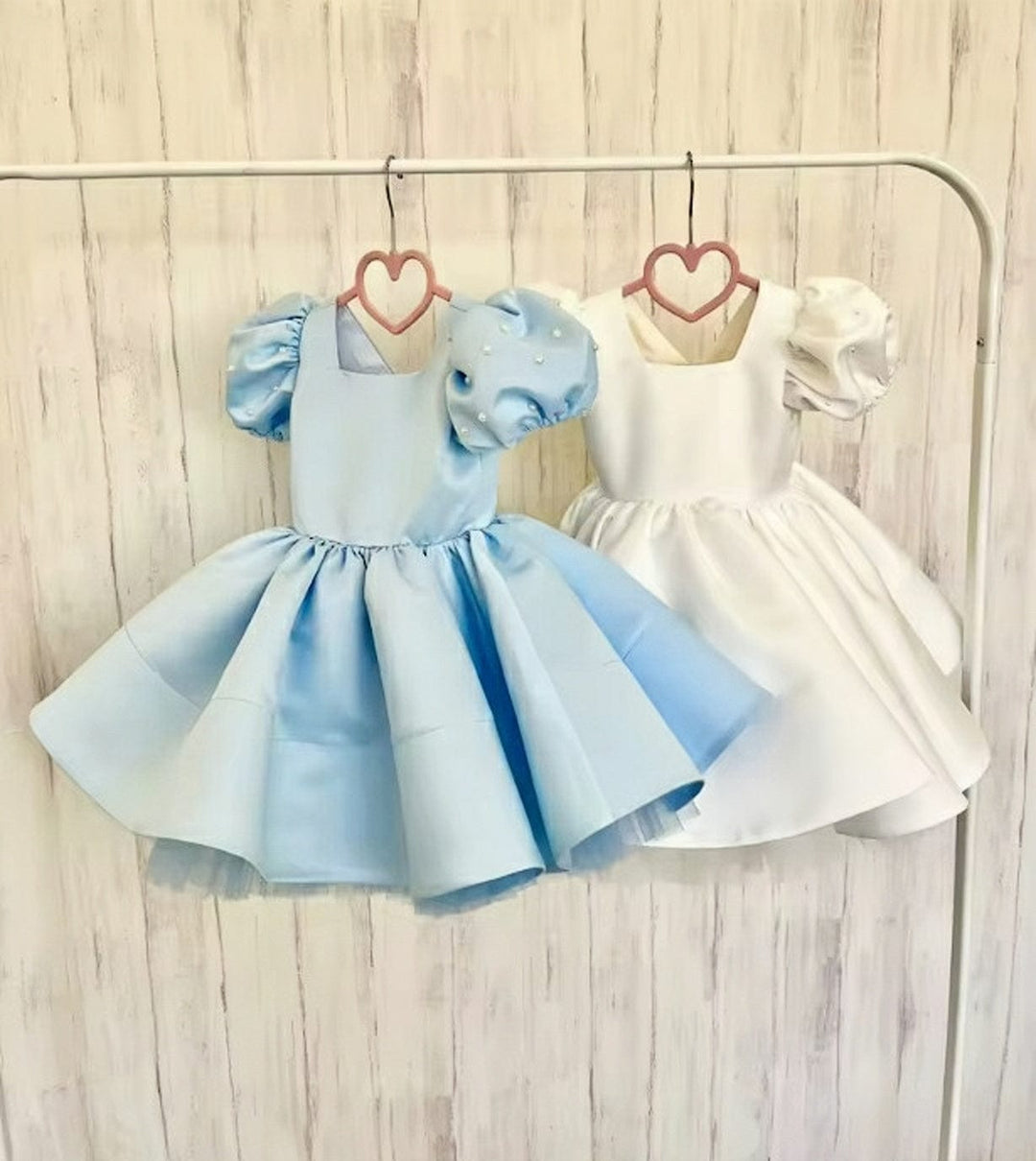 9m / Light Blue Sunnypetal Lovely Toddler Flower Girl Dress Pearls Satin First Holy Communion Dress