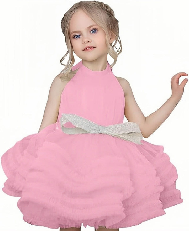 9m / Pink Sunnypetal Puffy Tulle Princess Flower Girl Dresses Short Birthday Party Pageant Dress