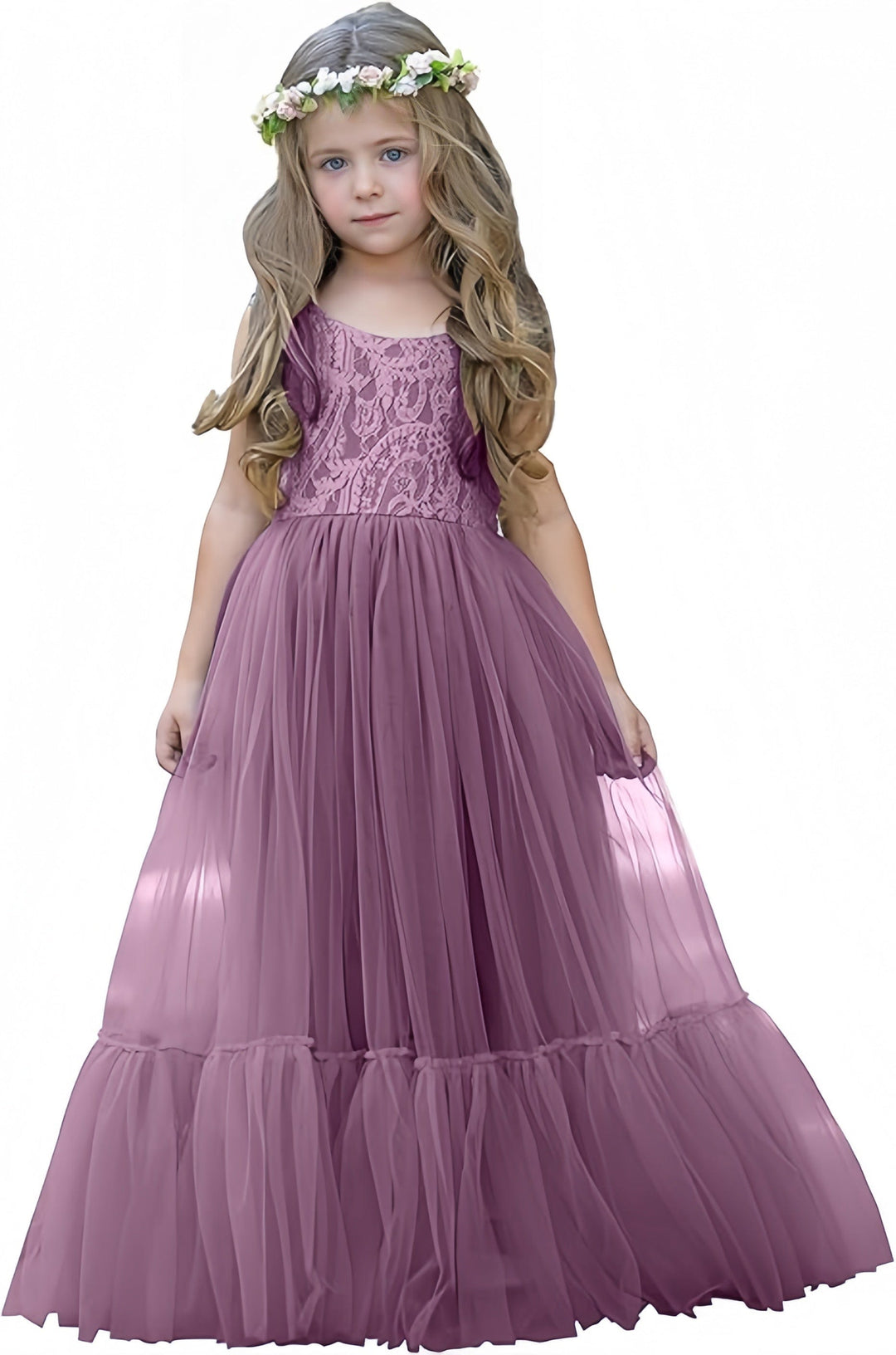 9m / Purple Sunnypetal Flower Girl Dress Lace/Tulle Boho Toddler Dresses