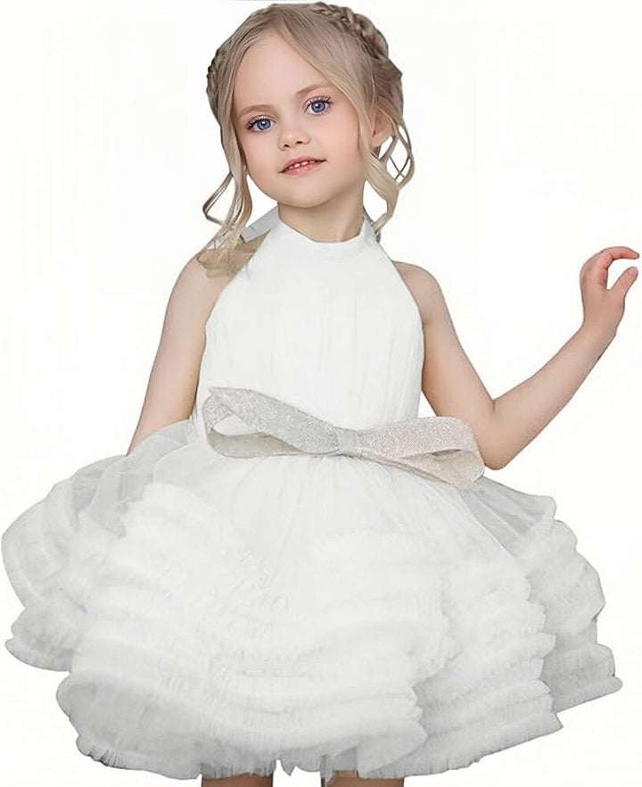 9m / White Sunnypetal Puffy Tulle Princess Flower Girl Dresses Short Birthday Party Pageant Dress