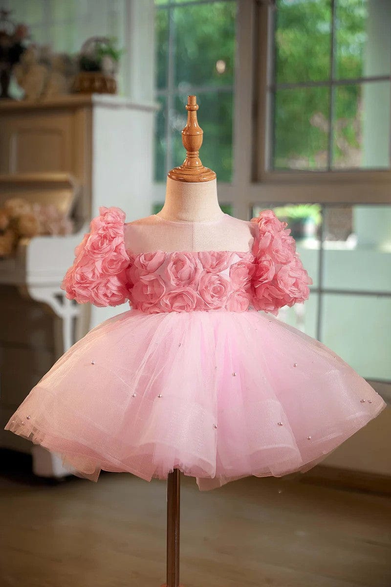 Blush Rose / 3m Sunnypetal Blush Rose Petal Tulle Flower Girl Dress