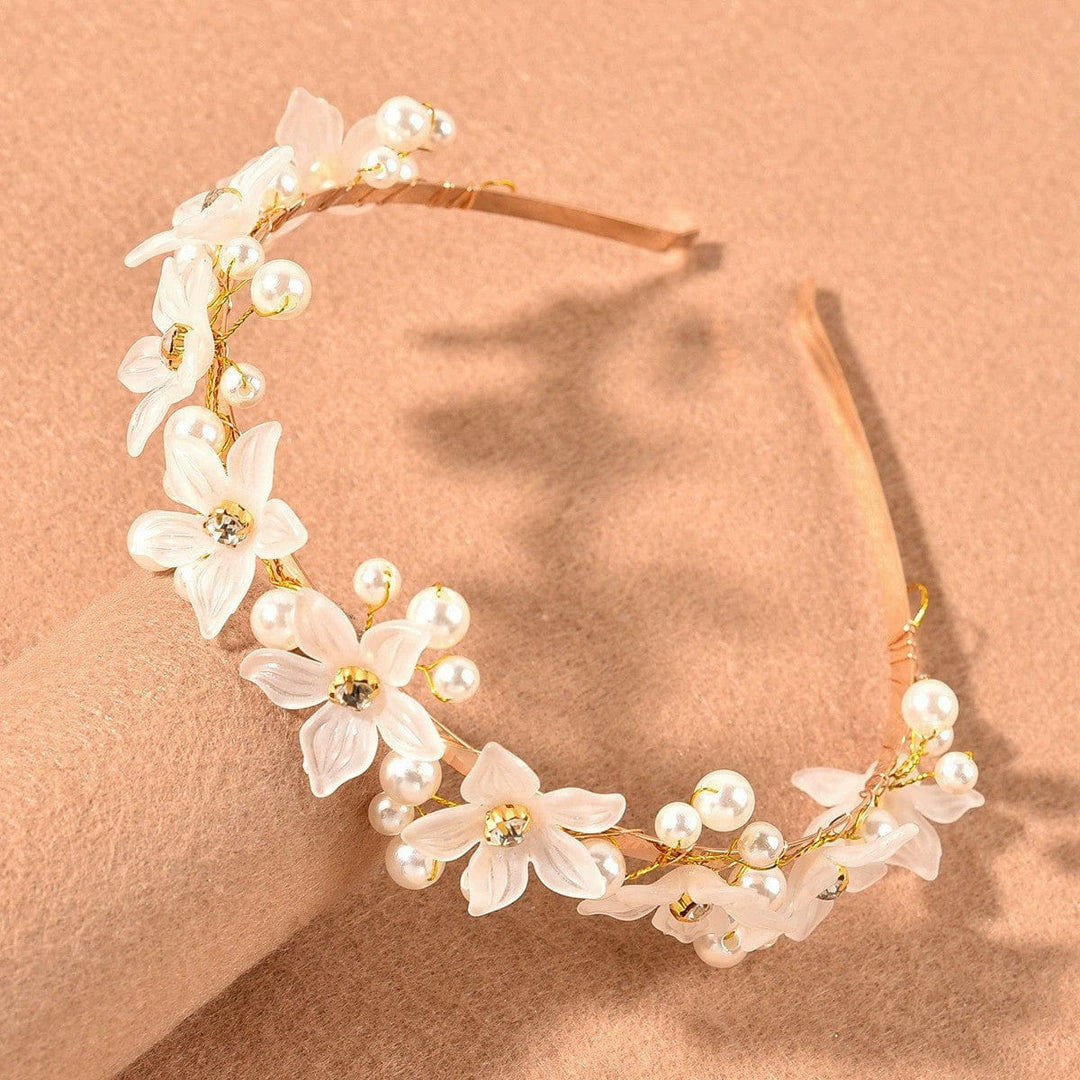 Gold Sunnypetal Pearl Headband Flower Pearl Girl Haddress for Wedding Birthday