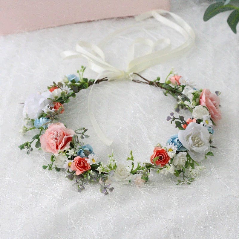 Picture Color Sunnypetal Simulation Handmade Fabric Rose Daisy Colorful Hairband Flower Girl Wreath Headdress
