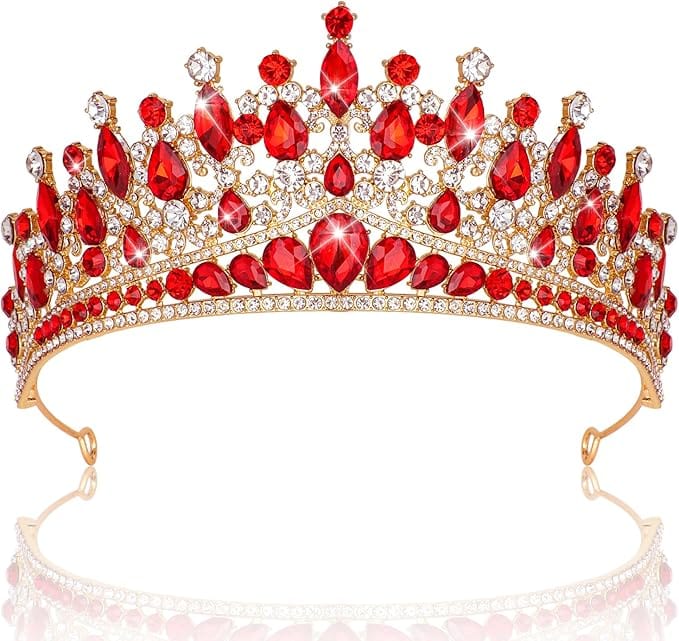 Red Sunnypetal Girls Princess Crown and Tiara for Birthday Party Pageant Prom