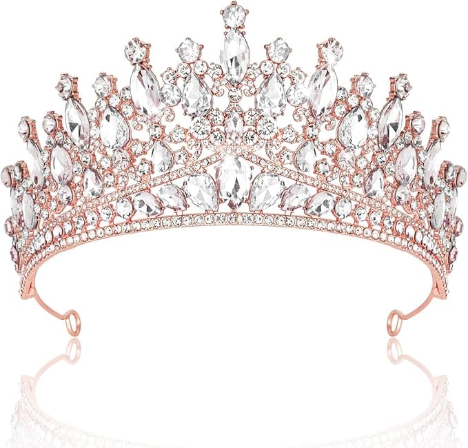 Rose Gold Sunnypetal Girls Princess Crown and Tiara for Birthday Party Pageant Prom