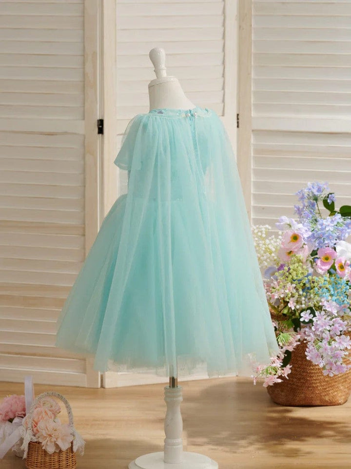 Sunnypetal Aqua Tulle Sequin Flower Girl Dress