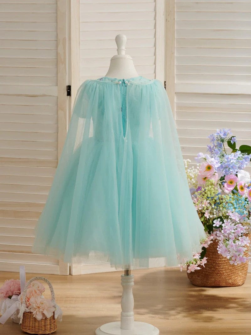 Sunnypetal Aqua Tulle Sequin Flower Girl Dress