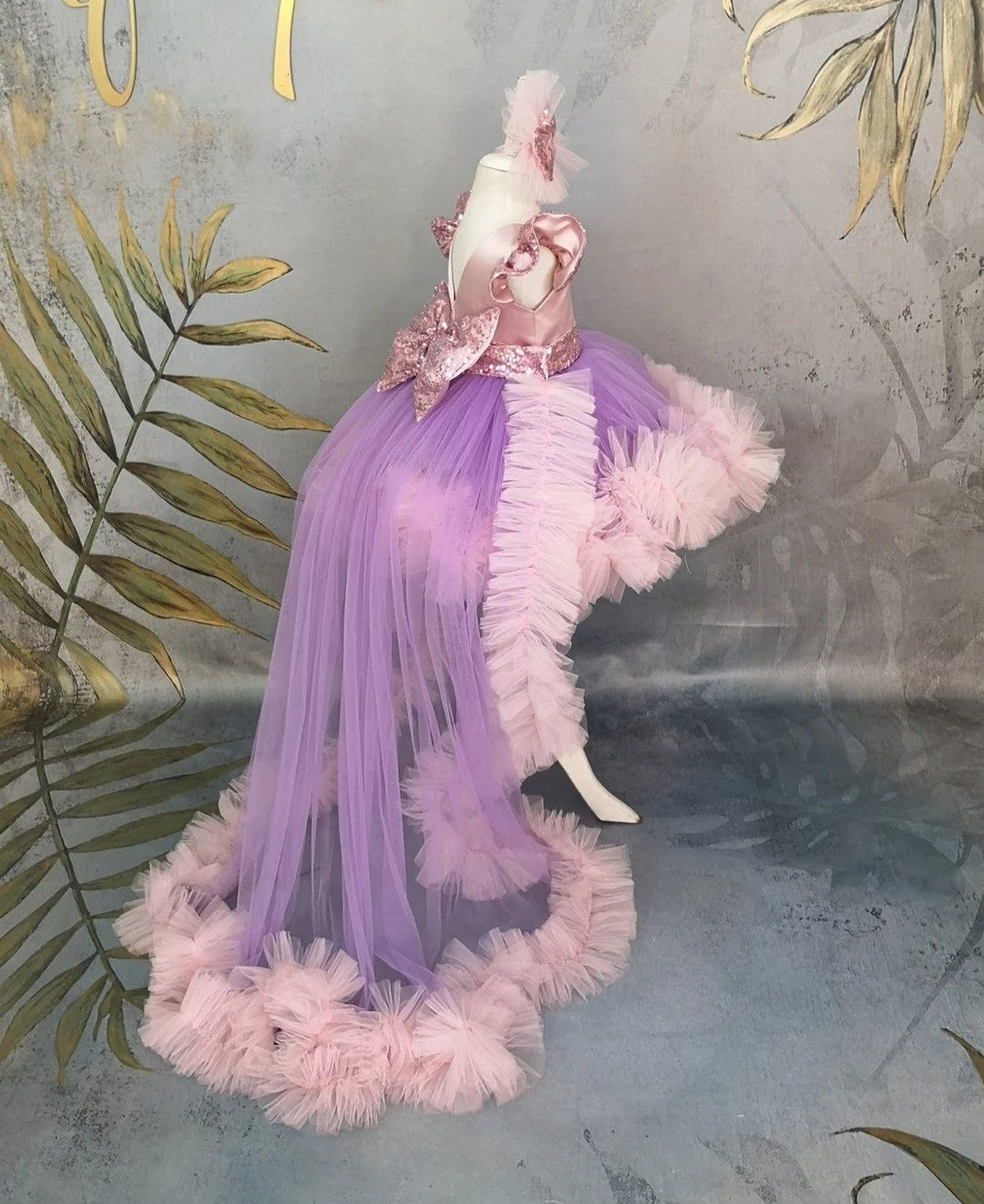 Sunnypetal Baby Toddler Girl Pageant Dress 1st Birthday Prom Gown with Detachable Train