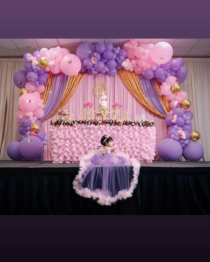 Sunnypetal Baby Toddler Girl Pageant Dress 1st Birthday Prom Gown with Detachable Train