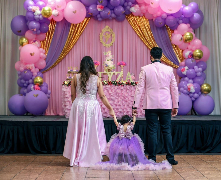 Sunnypetal Baby Toddler Girl Pageant Dress 1st Birthday Prom Gown with Detachable Train