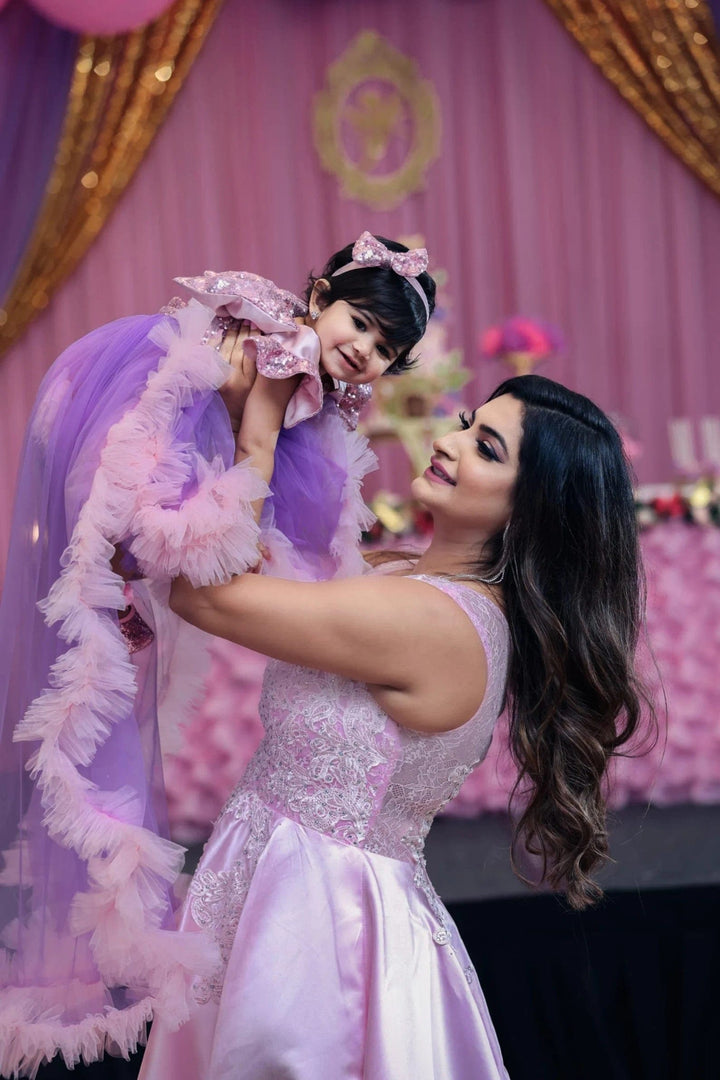 Sunnypetal Baby Toddler Girl Pageant Dress 1st Birthday Prom Gown with Detachable Train