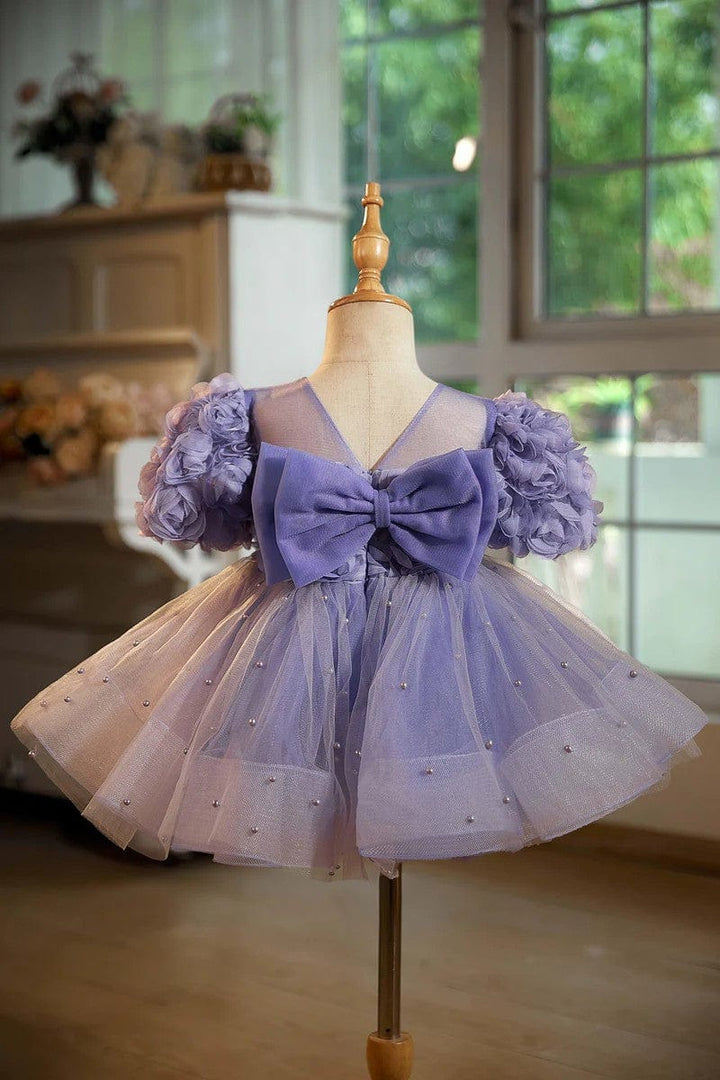 Sunnypetal Blush Rose Petal Tulle Flower Girl Dress