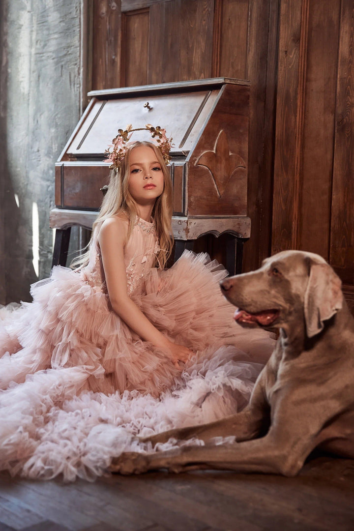 Sunnypetal Charming Ruffled Pink Layered Tulle Flower Girl Dresses for Special Occasions