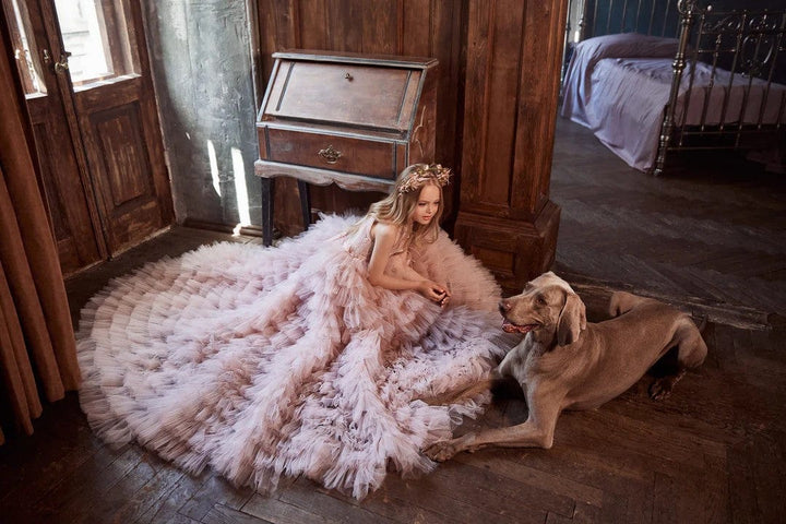 Sunnypetal Charming Ruffled Pink Layered Tulle Flower Girl Dresses for Special Occasions