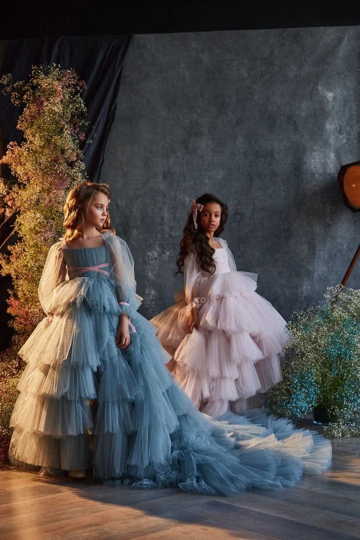 Sunnypetal Dreamy High-Low Ruffle Skirt Flower Girl Dresses for Special Occasion