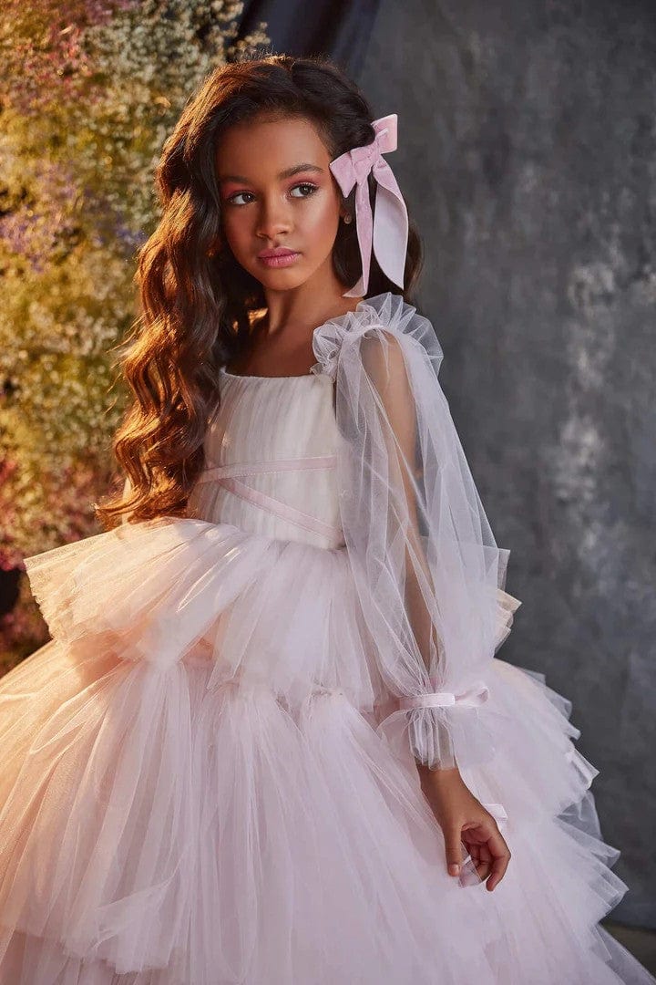 Sunnypetal Dreamy High-Low Ruffle Skirt Flower Girl Dresses for Special Occasion
