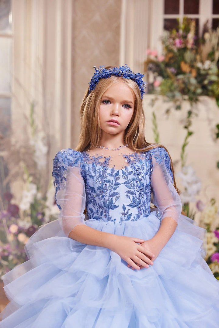 Sunnypetal Dreamy Puff Tulle Kids Pageant Flower Girl Dresses Fairytale Princess Gown