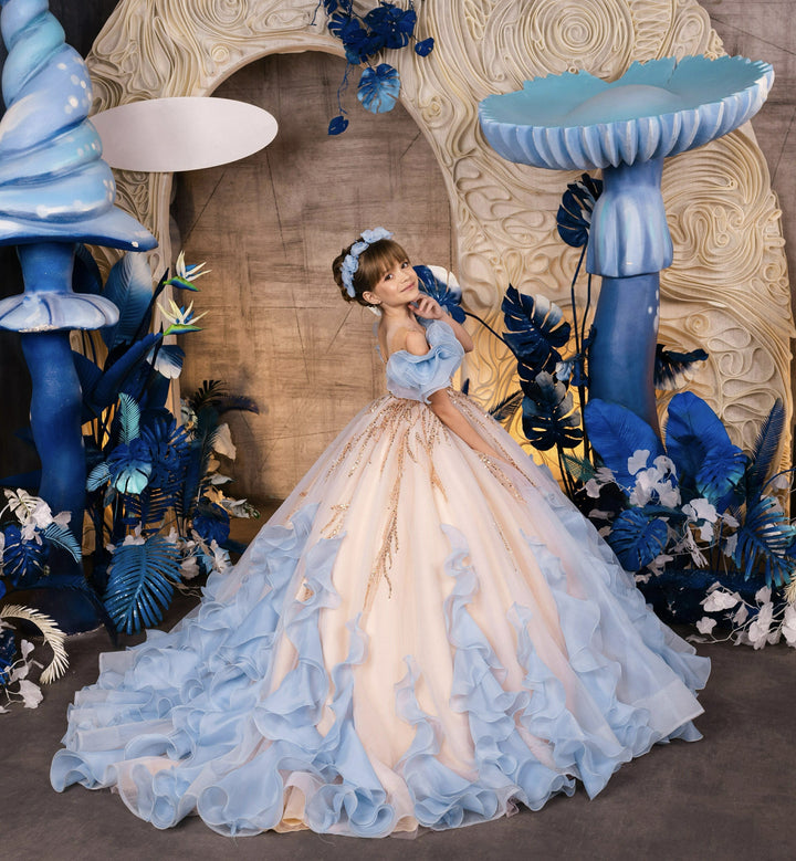 Sunnypetal Dreamy Ruffle Ball Gown for Little Princesses