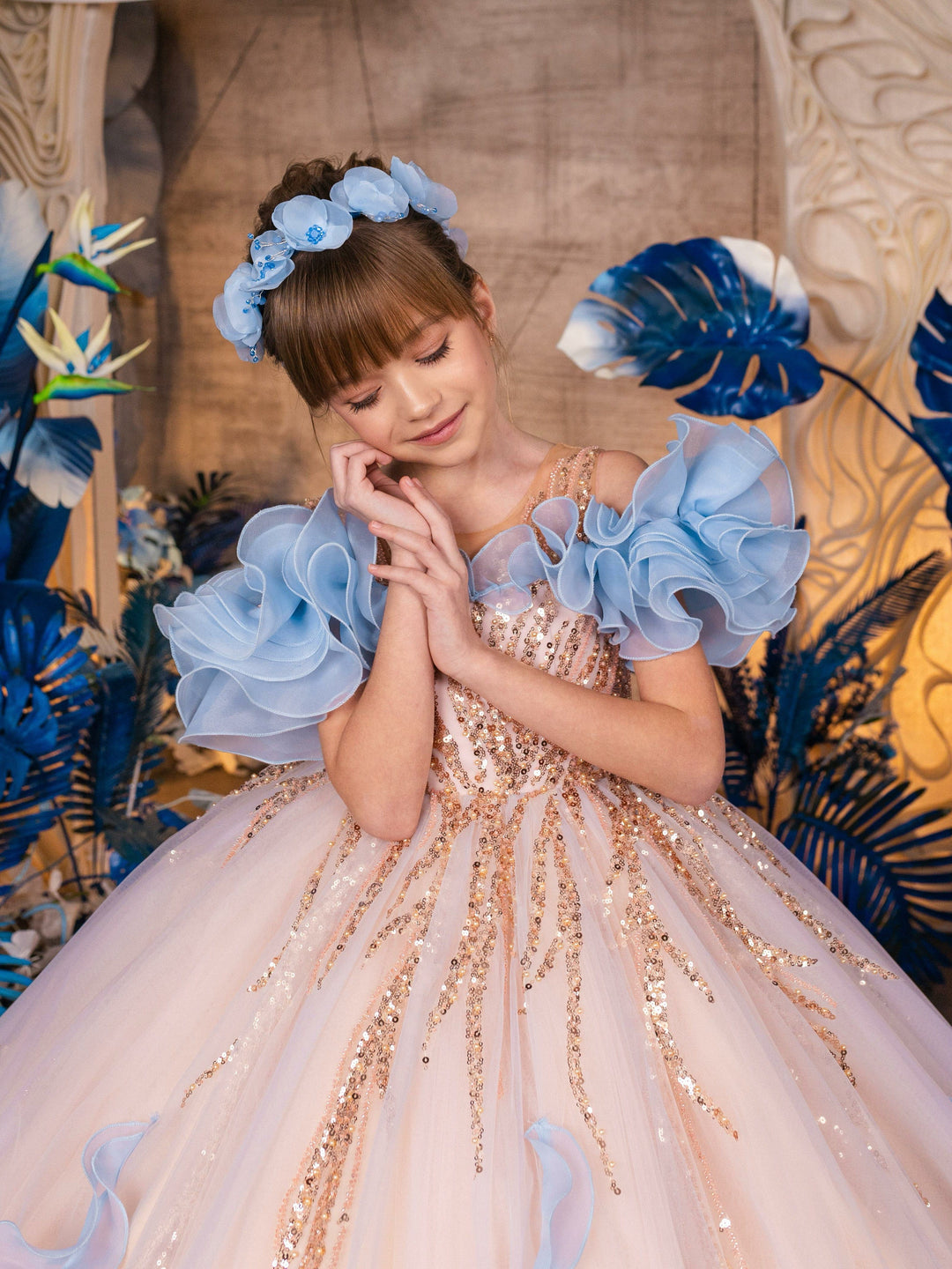 Sunnypetal Dreamy Ruffle Ball Gown for Little Princesses