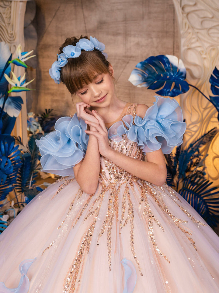 Sunnypetal Dreamy Ruffle Ball Gown for Little Princesses