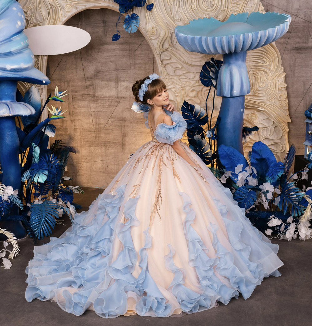 Sunnypetal Dreamy Ruffle Ball Gown for Little Princesses