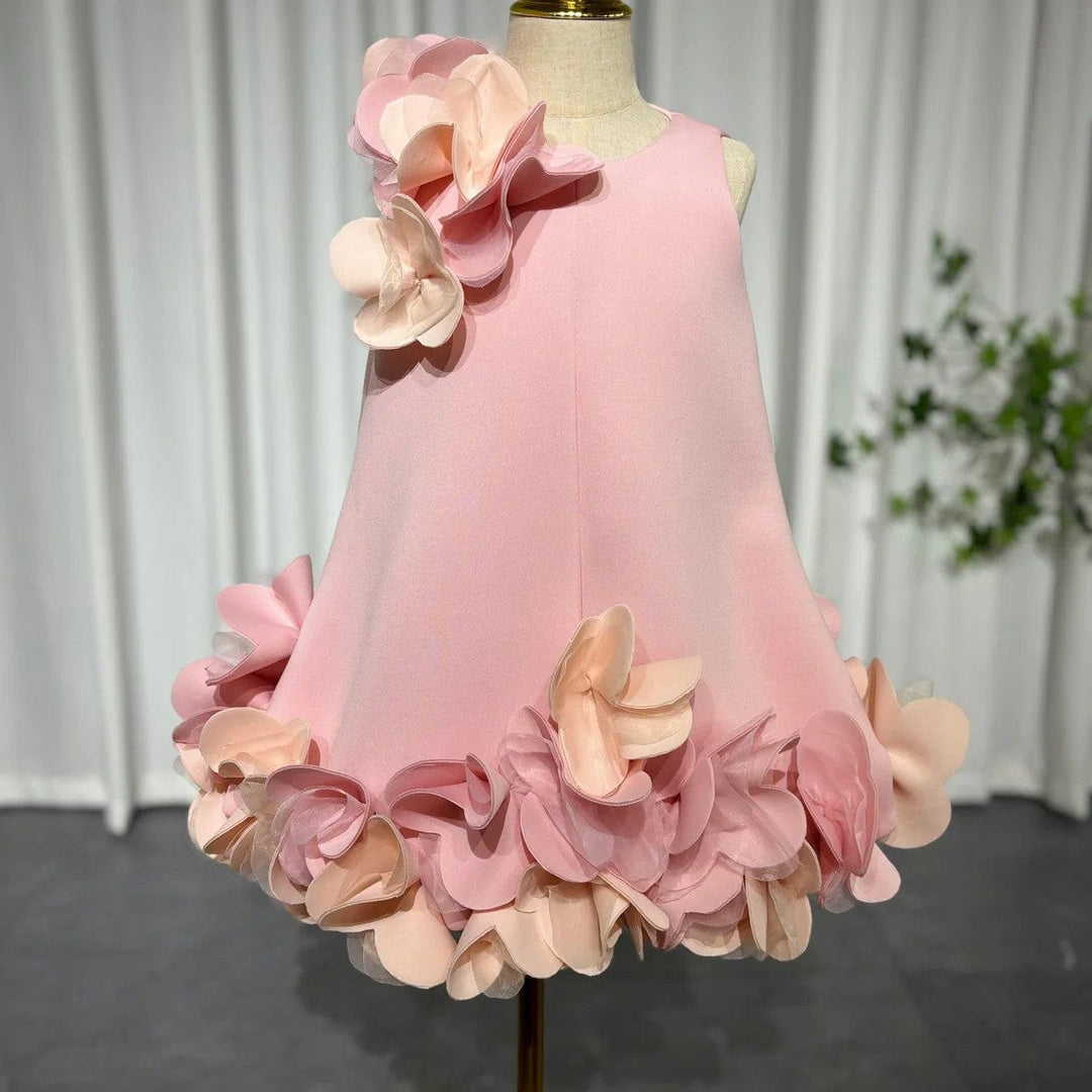 Sunnypetal Elegant Floral Flower Girl Dress for Wedding Birthday Holiday Party