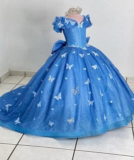 enchanted blue dress Sunnypetal Butterfly Princess Flower Girl – sunnypetal Style:EE50146BK samples That is part of Blue Gingham Dress Costume